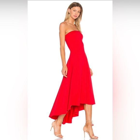NWOT Susana Monaco Vibrant Red Strapless Hi-Low Dress, Revolve, Homecoming, XS - Picture 1 of 15